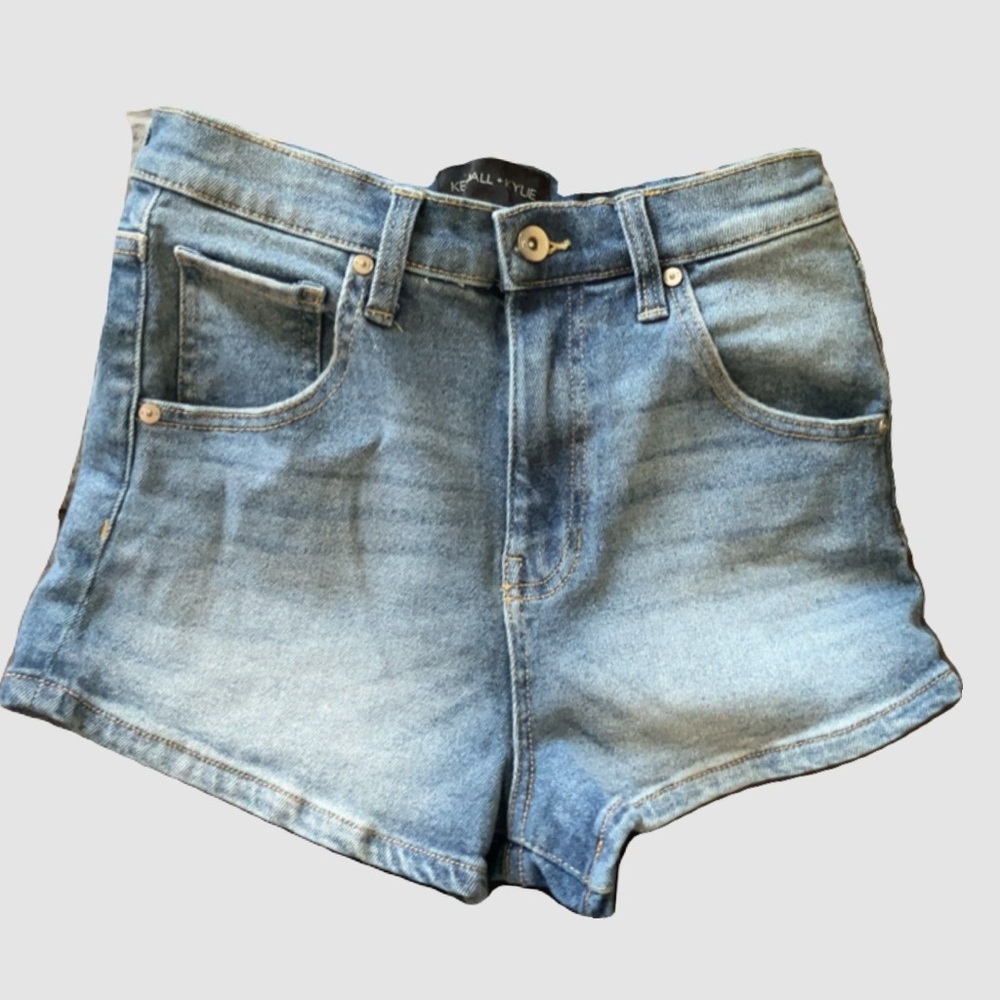 Kendall & Kylie Blue Jean Shorts High-Waisted Distressed